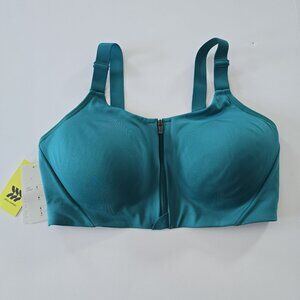 All in Motion High Support Zip Front Sports Bra 40D 1XL Green Plus Size Wireless